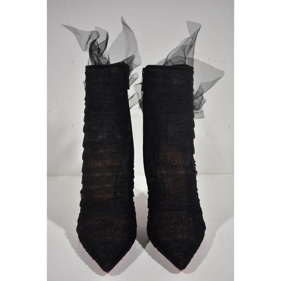 Christian Louboutin Libellibooty 100 Black Mesh Tulle Ankle Boot Heel Pump 39 - Picture 6 of 12